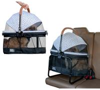Pet Gear No-Zip View 360 Pet Carrier & Car Seat with Booster Seat Frame for Small Dogs & Cats, Mesh Ventilation, Push Button Entry, No Tools Required, Sea Salt
