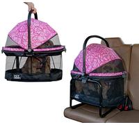 Pet Gear No-Zip View 360 Pet Carrier & Car Seat with Booster Seat Frame for Small Dogs & Cats, Mesh Ventilation, Push Button Entry, No Tools Required, Blossom