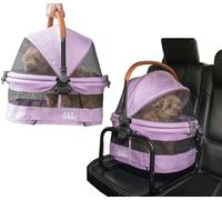 Pet Gear No-Zip View 360 Ultra Lite Pet Safety Carrier & Car Seat for Small Dogs & Cats Push Button Entry, 15", Cotton Candy