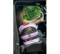 Pet Gear No-Zip View 360 Ultra Lite Pet Safety Carrier & Car Seat for Small Dogs & Cats Push Button Entry, 15", Bright Lilac