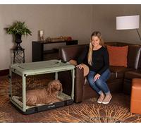 Pet Gear “The Other Door” 4 Door Steel Crate for Dogs/Cats with Garage-Style Door, Includes Plush Bed + Travel Bag, No Tools Required, Willow