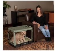 Pet Gear “The Other Door” 4 Door Steel Crate for Dogs/Cats with Garage-Style Door, Includes Plush Bed + Travel Bag, No Tools Required, Willow