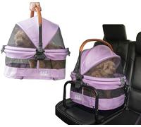 Pet Gear View 360 Ultra Lite Pet Safety Carrier & Car Seat for Small Dogs & Cats Push Button Entry, 15", Larkspur