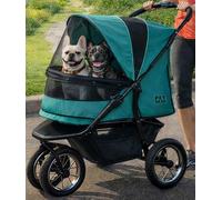 Pet Gear Zipperless Pet Stroller for Cats/Dogs, Zipperless Entry, Airless Tires, Easy One-Hand Fold, Cup Holder + Storage Basket, Extra Large