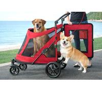 Pet Gear Zipperless Pet Stroller with Double Entry, Zipper Free Entry Button for Single or Multiple Dogs or Cats, Pet Can Easily Get in and Out Without