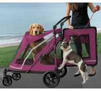Pet Gear Zipperless Pet Stroller with Double Entry, Zipper Free Entry Button for Single or Multiple Dogs or Cats, Pet Can Easily Enter and Exit, Tires