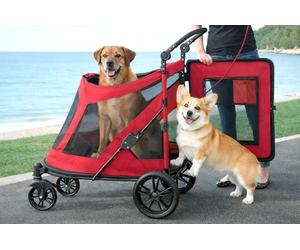 Pet Gear Zipperless Pet Stroller with Double Entry, Zipper Free Entry Button for Single or Multiple Dogs or Cats, Pet Can Easily Get in and Out Without