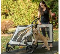 Pet Gear Zipperless Pet Stroller with Double Entry, Zipperless Entry Button for Single or Multiple Dogs or Cats, Pet Can Get in and Out Easily, Without