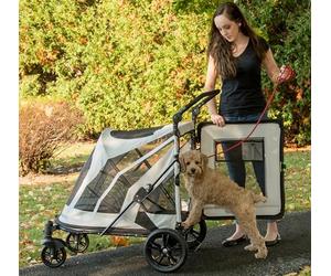 Pet Gear Zipperless Pet Stroller with Double Entry, Zipperless Entry Button for Single or Multiple Dogs or Cats, Pet Can Get in and Out Easily, Without