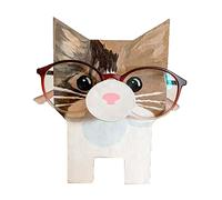 Pet Glasses Stand Holder, Wooden Eyeglass Holder Display Stand, Cute Creative Animal Glasses Holder, Sunglasses Display Rack for Home Office Desk Decor Accessories(Cat)