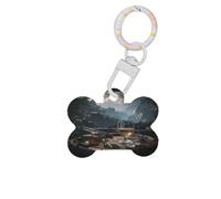 Pet Go ID Tags Happy Scenery Personalized Dog Tags and Cat Tags, Bone-Shaped Acrylic White Small