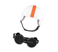 Pet Goggles and Headgear Set for Small Dogs and Cats, Hard Shell Costume Look with Adjustable Chin Strap for Walks Dog Goggles Set Pet Headgear Costume Adjustable Small Dog Dress Up Walk Look
