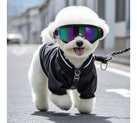 Pet Goggles, Summer Sunglasses for Dogs and Cats, UV Protection & Breathable and Soft, Cute Pet Decorative Dog Goggles Neon L