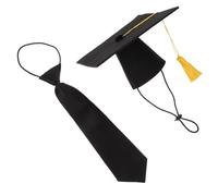 Pet Graduation Tie Set Doctoral Hat, Polyester Black