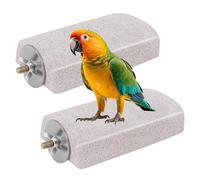 Pet Grinding Stone Perch Set, 2 pcs Parrot Perch, Lava Ledge for Beak and Claw Care, Budgie Perch for Parrots Budgies Parakeets Cockatiels Conures Lovebird Play and Activity Platforms(13×7×2.7cm)