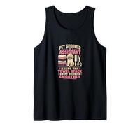 Pet Groomer Assistant Keeps The Towel Stack Shift On Track Tank Top