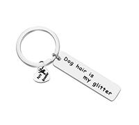 Pet Groomer Gift keychain Hair is My Glitter Keyring for Pet Lovers Keyring Dog Mom Keychain Dog Thank You Gift for Pet Groomer Funny Cute Puppy Keychain Stainless Steel Keyring Birthday Gift