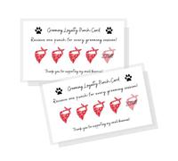 Pet Groomer Loyalty Discount Cards | Physical Printed 2x3.5” inches Business Card Size | Pet Grooming Supplies | Matches Groomer Report Card & Grooming Appointment Reminder | Red Bandana Design