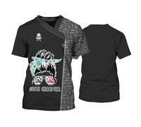 Pet Groomer T Shirt for Women/Men Cute 3D Printed O-Neck Short Sleeve Tops Dogs Care Grooming Work Uniforms Unisex Workwear Pullover Tees(No Zipper/Buttons)