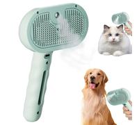 Pet Grooming Brush,All In One Pet Grooming Comb,Self-Cleaning Fur Removal Tool,for Pets with Dense Hair that Shed Easily (Green)