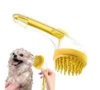 Pet Grooming Brush - Bath Massage Tool, Silicone Bristle Cleaner with Built In Shampoo Dispenser, Puppy Kitten Hair Care Accessory with Ergonomic Handle, Spa Grooming Kit for Stress-Free Bathing