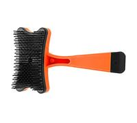 Pet Grooming Brush, Pets Remove Loose Undercoat and Tangled Hair Brush, Self Cleaning Slicker Short Brushes Improve for Cat DogRose Red Long Sh Dogs Cats Gently (Orange)