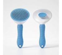 Pet Grooming Brush - Self Cleaning Button Tool for Dogs, Cats, Horses, Rabbit Brush Comb, Slicker Brushes with Smooth handle, Shedding Tool Massage Clean Tangled (Blue)