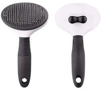 Pet Grooming Brush Self-Cleaning- Slicker Brush for Dogs & Cats, Deshedding Tool for All Hair Types, Shedding Massage Clean Tangled Tool (Grey)