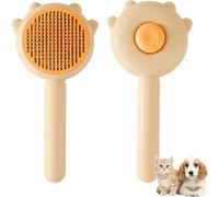 Pet Grooming Brush, Self Cleaning Slicker Dog Brush with Smooth handle, Cat Pet Shedding Brushes with Cleaning Button for Removing Loose Fur, Massage, Undercoat & Tangles