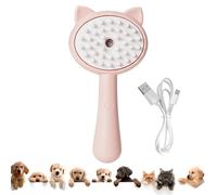 Pet Grooming Brush, Spray Massage Comb for Pets and Cats, Electric USB Brush for Cat Shedding, One Touch Electric Spray Anti-Flying Hair Bath & Shower Cleaning (B)