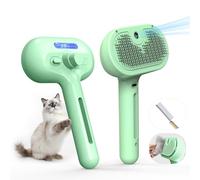 Pet Grooming Brush with Electronic Mist Spray - Gentle Deshedding Tool for Cats & Dogs, Reduces Shedding, Easy to Use, Soft Bristles, Promotes Healthy Coat-Comes with a hair smoothing comb-Green