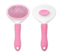 Pet Grooming Brush with Self Cleaning Button for Dog, Cat, Horse, Rabbit Brush Comb, Slicker Brushes with Smooth handle, Shedding Tool Massage Clean Tangled (Pink)