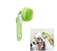 Pet Grooming Brush with Shampoo Dispenser, Soft Silicone Dog Bath Brush for Massaging and Shedding, 2-in-1 Deshedding Massage Tool for Long & Short Haired Dogs and Cats (Green)