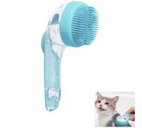 Pet Grooming Brush with Shampoo Dispenser, Soft Silicone Dog Bath Brush for Massaging and Shedding, 2-in-1 Deshedding Massage Tool for Long & Short Haired Dogs and Cats (Blue)