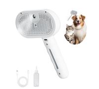 Pet Grooming Brush with Steam and Spray - Hair Removal Comb for Cats and Dogs with Water Tank and Mist Release Stainless Steel Teeth and Ergonomic Handle for Shedding and Grooming(White)