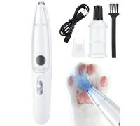 Pet Grooming Clipper with Vacuum & LED Light, Wind-Driven Motor Dog Hair Trimmer for Ears Paws Eyes, Quiet Rechargeable Cat Shaver with Large Visible Hair Bin, Low Noise & Safe Ceramic Blade