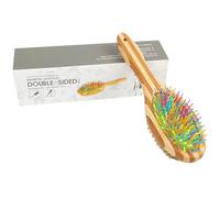 Pet Grooming Comb With Bamboo Silicone Massage Head, Dog Brush With Dual Sides, Quality Bristles For Multi-Pet Use