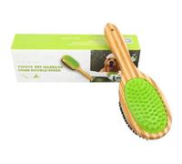 Pet Grooming Comb With Sides Dual, Dog Brush With Tpr And Bamboo Silicone Massage Head, Quality Bristles Use Multi-Pet For
