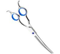 Pet Grooming Curved Thinning Shears, 6.5 inch Japanese Stainless Steel Ice Forged Texturizing Scissors, Anti-Pull Curved Tooth Design, Professional Dog Cat Hair Trimming Tool with Comfortable Grip
