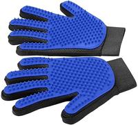 Pet Grooming Glove-Cat & Dog Deshedding Brush Glove-Pet Hair Remover Mitt for Dogs, Cats, Rabbits, Horses-Gentle Grooming Tool for Pet Hair Removal-Pet Brush Gloves for Easy Grooming(Blue)