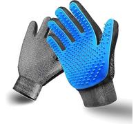 pet Grooming Gloves, Dog Grooming Glove Hair Soft Brush, Premium De-shedding Glove for Cat grooming mitt with Enhanced Five Finger Design For Dogs, Cats, Rabbits & Horses (Blue)
