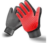 pet Grooming Gloves, Dog Grooming Glove Hair Soft Brush, Premium De-shedding Glove for Cat grooming mitt with Enhanced Five Finger Design For Dogs, Cats, Rabbits & Horses (Red)