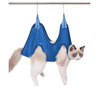 Pet Grooming Hammock Bag,Cat/Puppy/Small Dog Grooming Harness Pet Hammock Restraint Bag for Bathing Nail Trimming Ear Eye Claw Care_L(Blue)