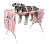 Pet Grooming Hammock With Stand, Cat Dog Bath Table For Shower Pink