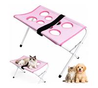 Pet Grooming Hammock with Stand Iron Tube Frame Mesh Bath Support Hanging Harness with Eight Holes, Breathable Mesh,Suitable for Small Dogs and Cats Washing Picking Ears Nail Clipping Home