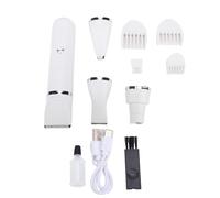 Pet Grooming Kit, Waterproofing USB Rechargeable Low Noise Cordless Dog Hair Clipper Cat Nail Grinder for Cats Dogs (White)