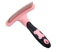 Pet Grooming Rake - Ergonomic Handle Pet Rake | Double Row Pins Dematting Undercoat Brush For Dogs And Cats, Extra Wide Dematting Undercoat Rakes Comb With Anti-Slip Handle Reduces Shedding