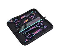 Pet Grooming Scissors Kit, Professional Dog and Cat Hairdressing Shears Set with Thinning and Curved Scissors, Stainless Steel Pet Scissors for Home Grooming and Styling