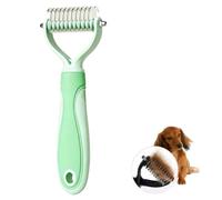 Pet Grooming Tool-2 Sided Undercoat Rake for Dogs &Cats-Safe and Effective Dematting Comb for Mats&Tangles Removing(Green-S)