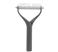 Pet Grooming Tool with Double - Sided Undercoat Rake, Stainless Steel Dog Brush for Removing Loose Hair and Open Knots, Zinc Alloy Puppy Cat Comb for Chest Belly Behind (L)